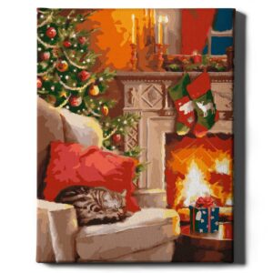 Kačiukas su prie kamino 40*50 cm