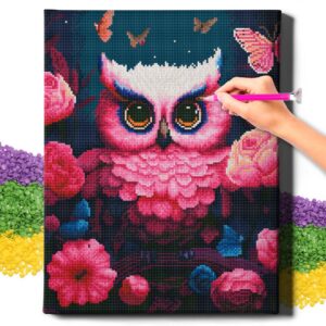 Rožinė pelėda 40*50 cm (apvalus deimančiukai)