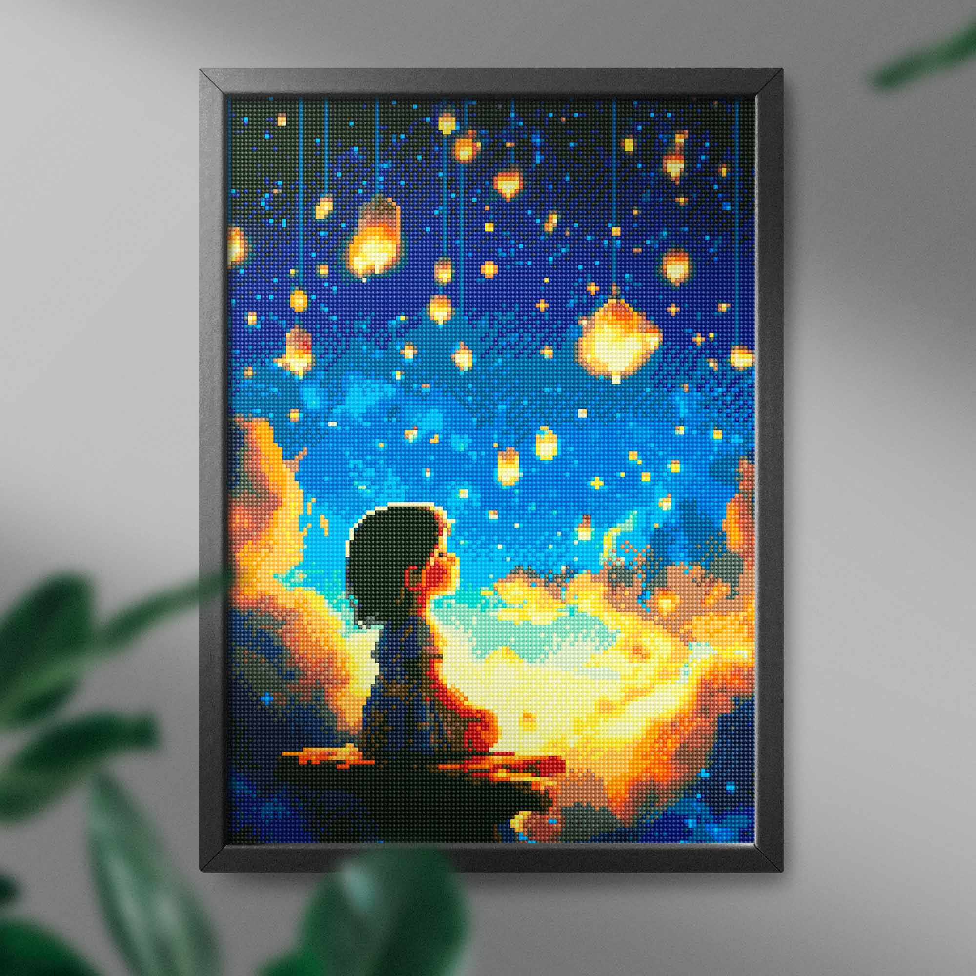 Mergaitė ir žvaigždės 40×50 cm (apvalūs deimantukai) - Image 2
