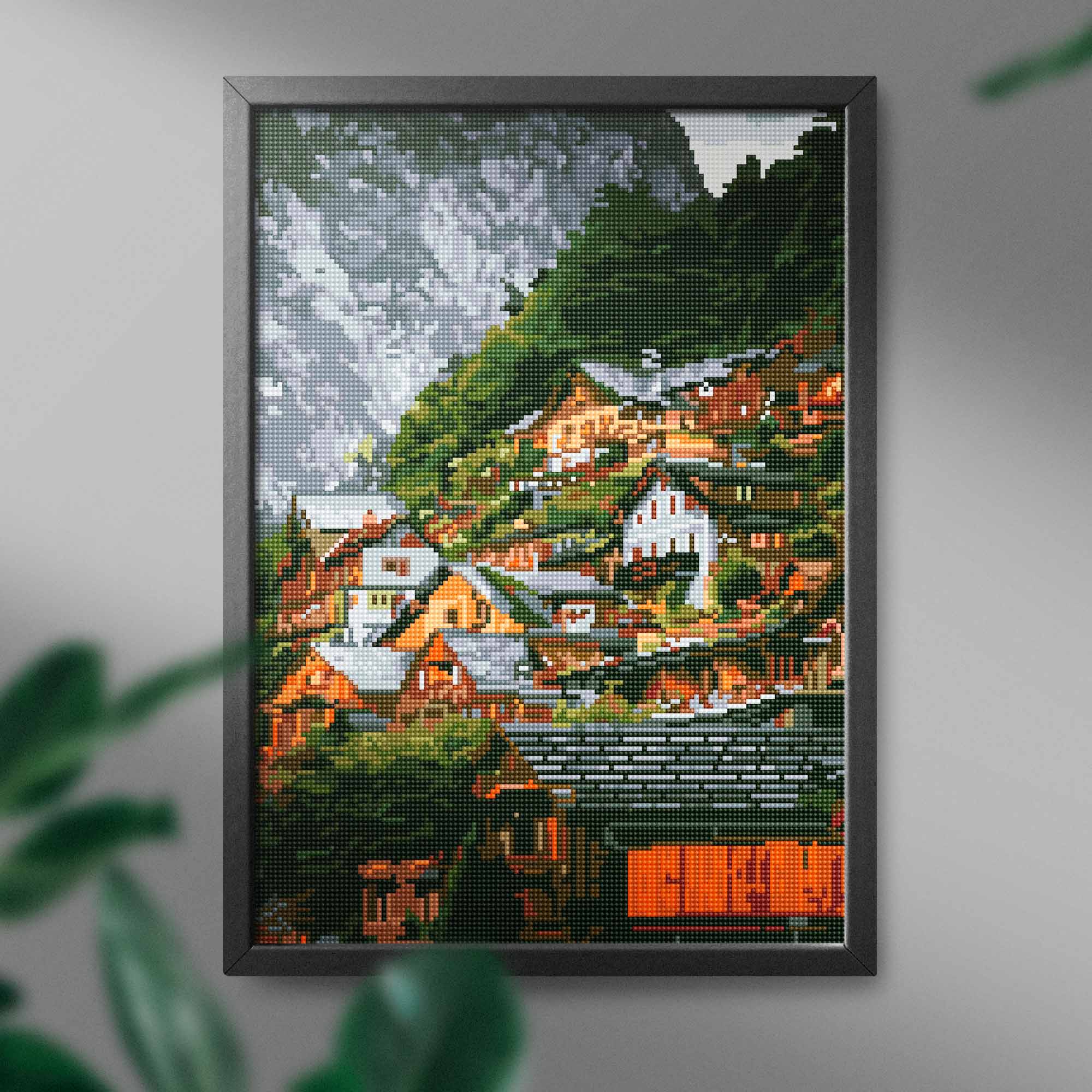 Miestelis kalnuose 40×50 cm (apvalūs deimantukai) - Image 2