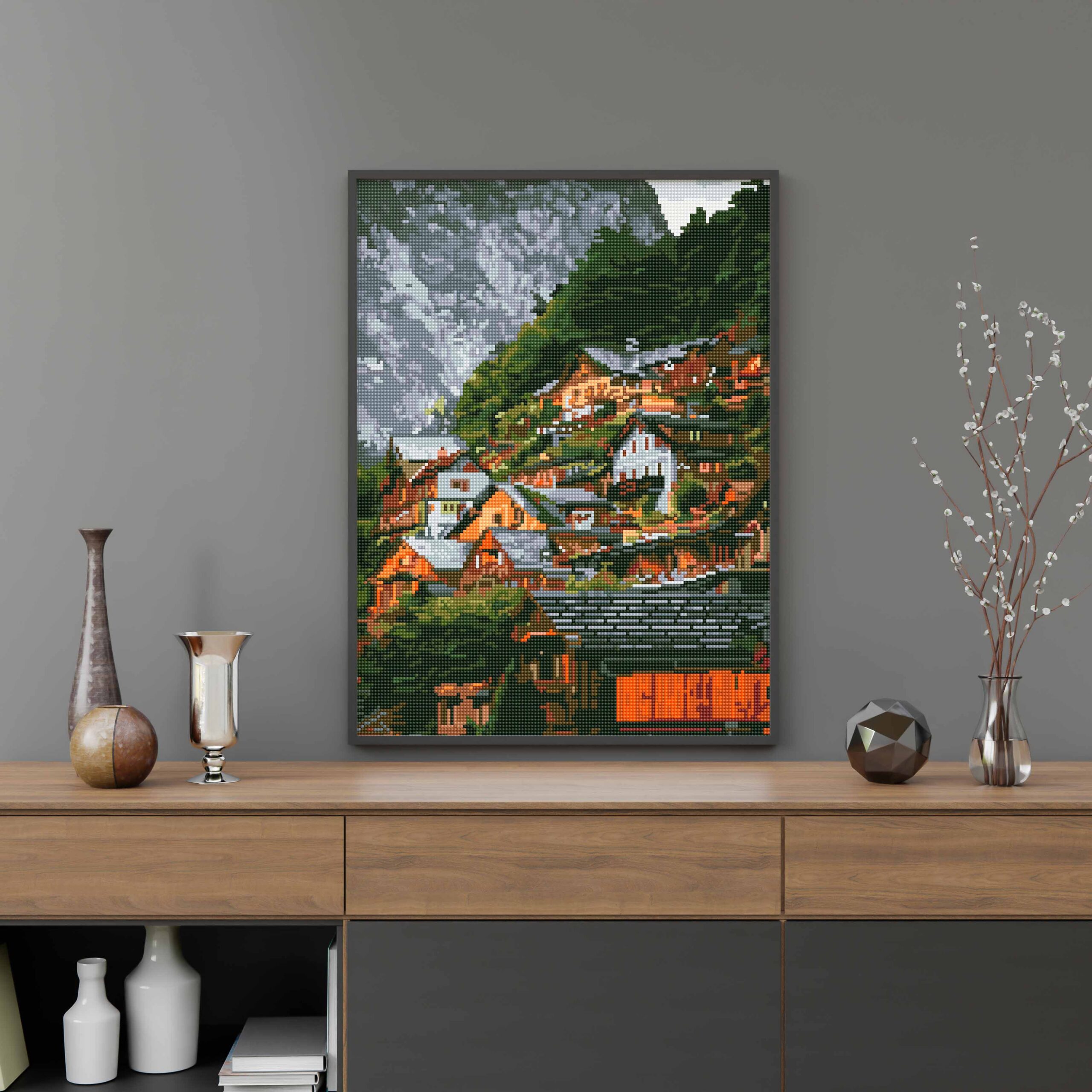 Miestelis kalnuose 40×50 cm (apvalūs deimantukai) - Image 3