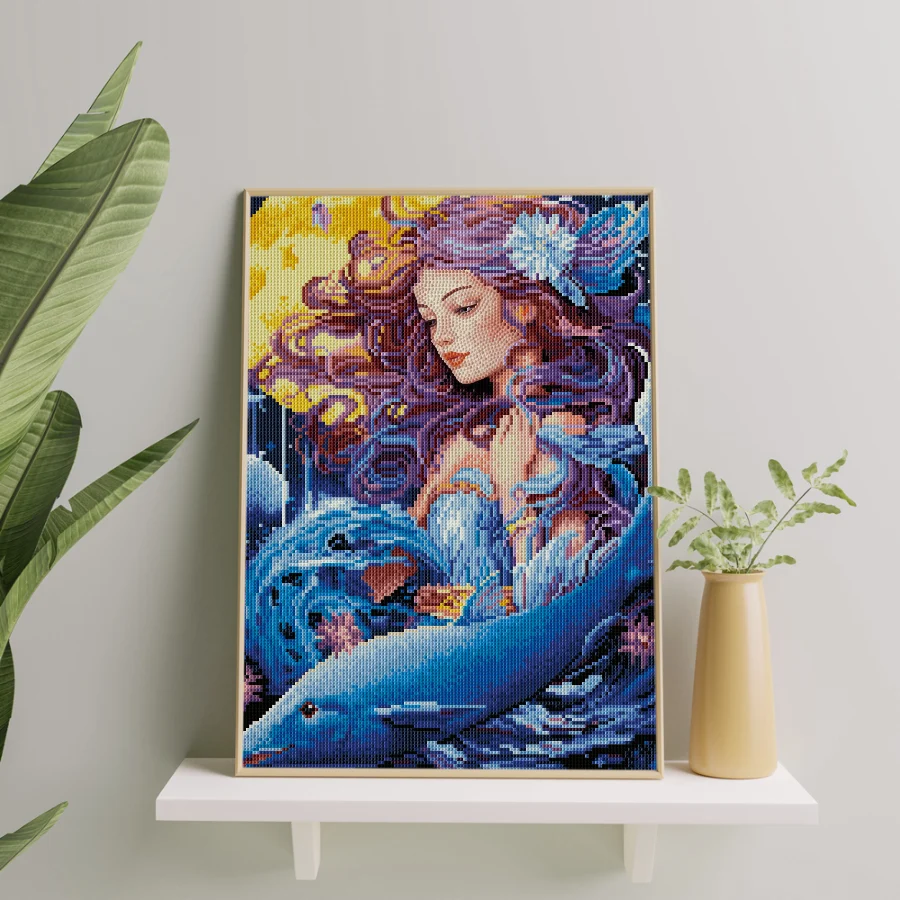 Mėnulio undinė 40×50 cm (apvalūs deimantukai) - Image 2