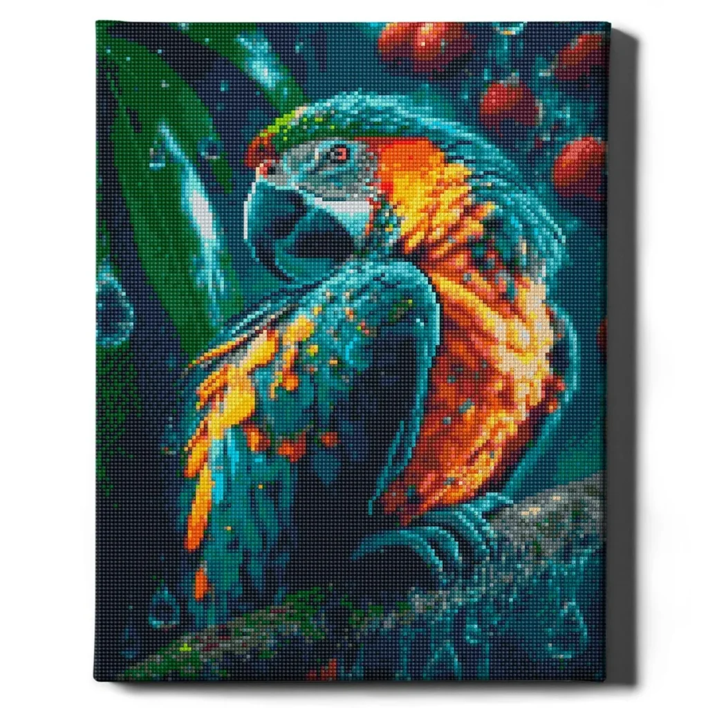 Graži papūga 40×50 cm (apvalūs deimantukai)
