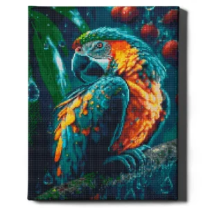 Graži papūga 40×50 cm (apvalūs deimantukai)