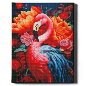 Rožinis flamingas 40×50 cm (apvalūs deimantukai)