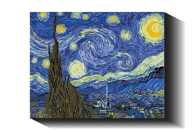 Žvaigždėta naktis 40×50 cm (kvadratiniai deimantukai)