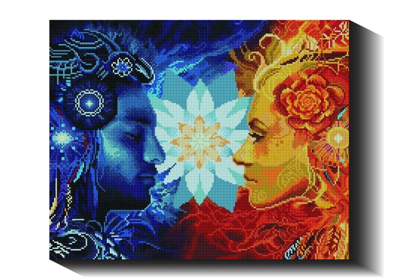 Ledas ir ugnis 40×50 cm (kvadratiniai deimantukai)