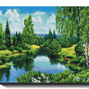 Vasara prie upės 40×50 cm (kvadratiniai deimantukai)