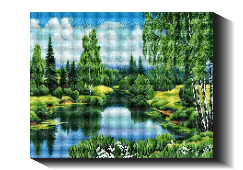 Vasara prie upės 40×50 cm (kvadratiniai deimantukai)