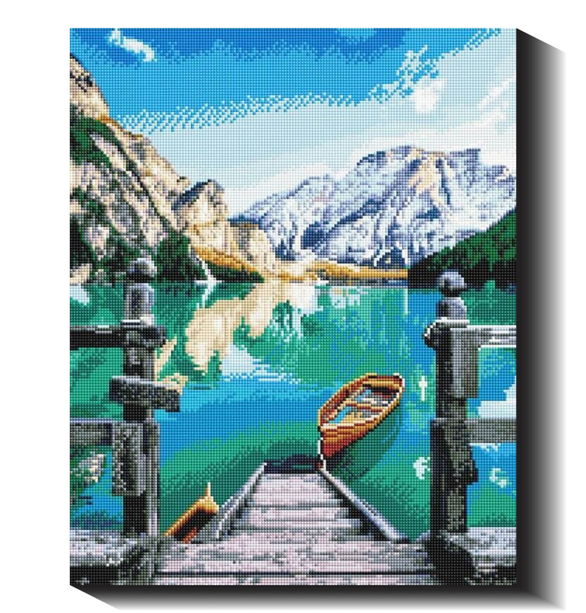 Ežeras kalnuose 40×50 cm (kvadratiniai deimantukai)