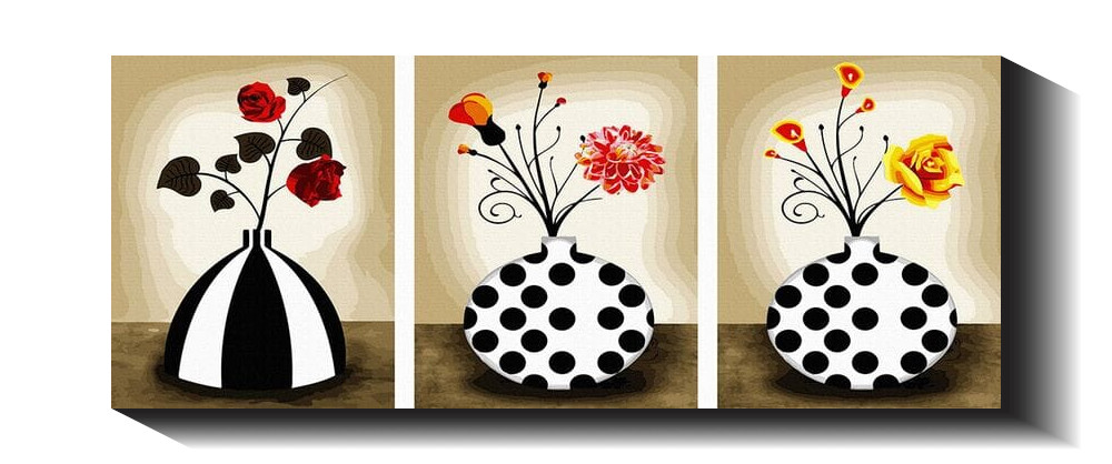 Gėlės vazonuose 120×50 cm (iš 3 dalių)