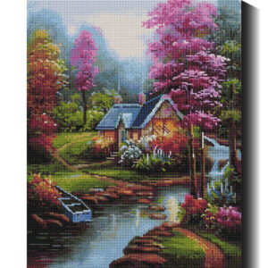 Namelis prie upelio 40×50 cm (kvadratiniai deimantukai)