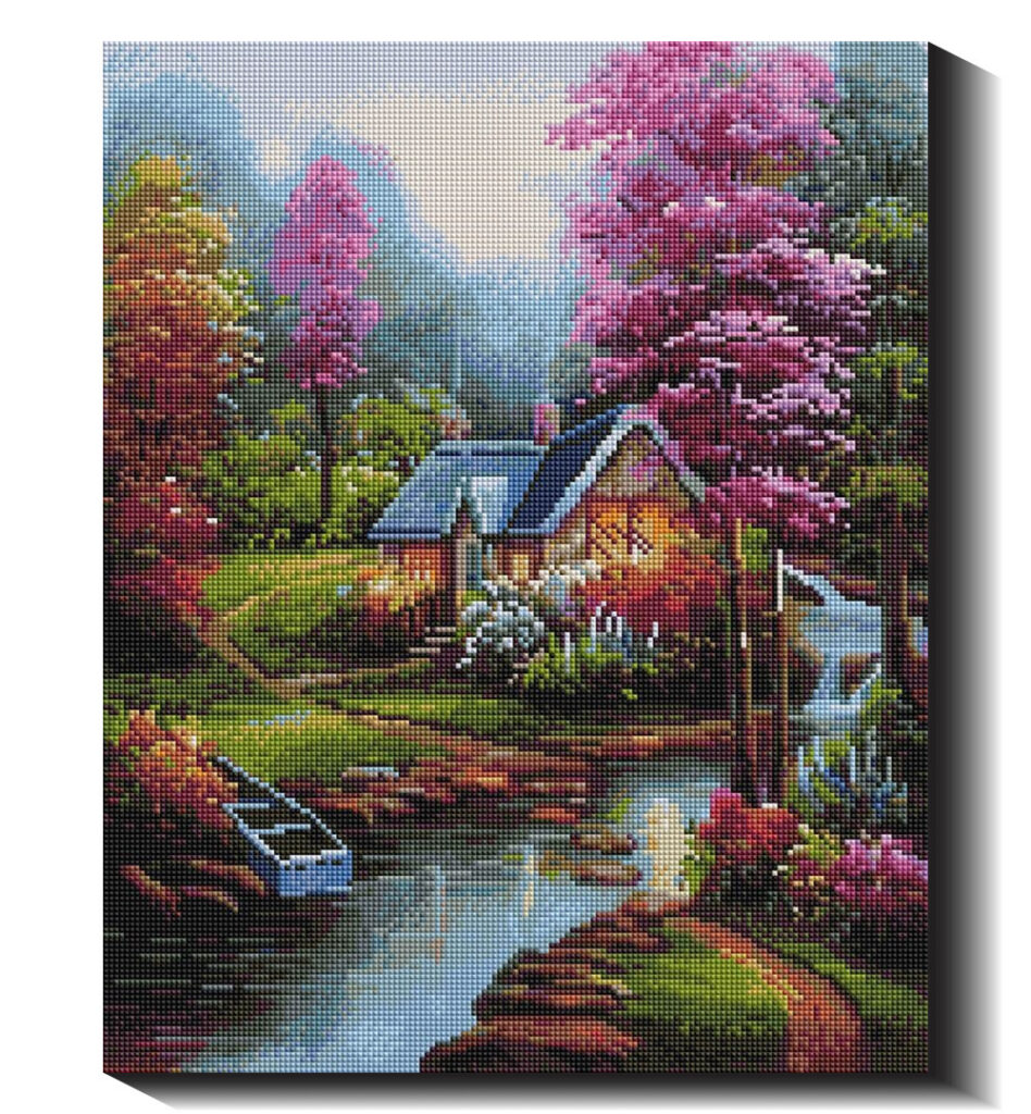 Namelis prie upelio 40×50 cm (kvadratiniai deimantukai)