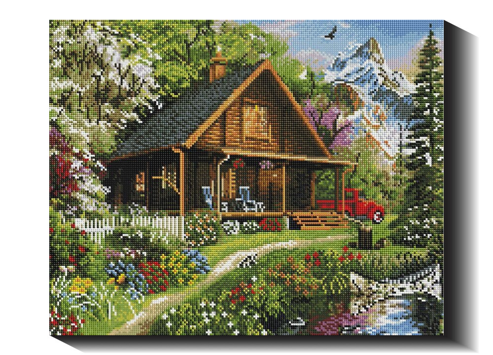 Namelis kalnuose 40×50 cm (kvadratiniai deimantukai)